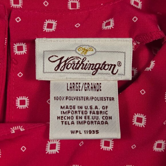 Worthington Vintage Pink Geometric‎ Blouse Large Short Sleeve Mod Retro 80s - Picture 5 of 10